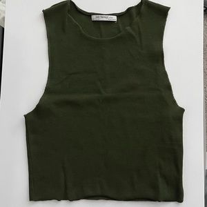 Olive green Zara Cropped Fitted Tank top. Size S.